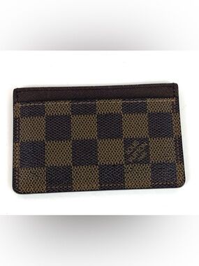 Louis Vuitton Damier Ebene Check Card Holder in Brown